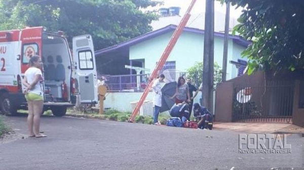 O trabalhador foi socorrido pela equipe do SAMU e encaminhado ao Hospital Municipal. (Foto: Portal Palotina)