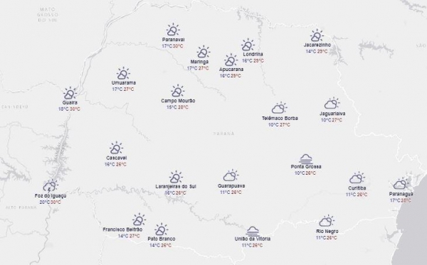 Paraná terá chuva em várias cidades nesta sexta-feira (Foto: Simepar )