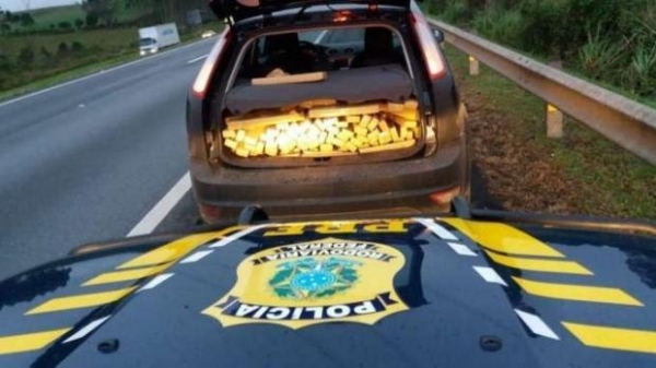 A equipe da PRF conseguiu alcançá-lo e efetuou a prisão, já em meio à vegetação.(Foto: PRF)
