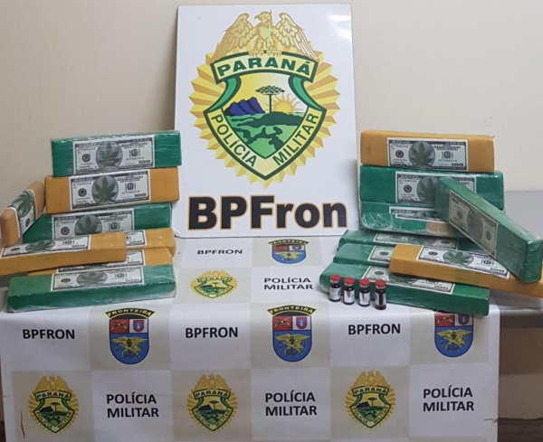 A droga totalizou 14,865 kg. (Foto: BPFRON)