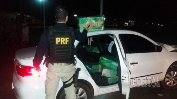 Após pesagem  a droga totalizou 574,58 kg.. (Fotos:PRF)