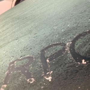 Carro congelado em Curitiba, nesta quarta-feira (11) (Foto: Paulo Kreling/RPC)