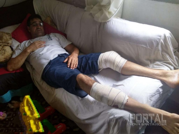 Durante o ataque, uma artéria da perna esquerda foi atingida pelo golpe furioso do javaporco. (Foto: Bogoni/Radar B.O./Catve)
