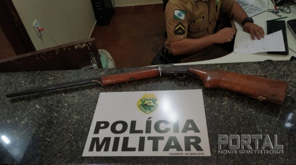 Segundo o dono, a espingarda era usada na caça. (Foto: Portal Palotina)