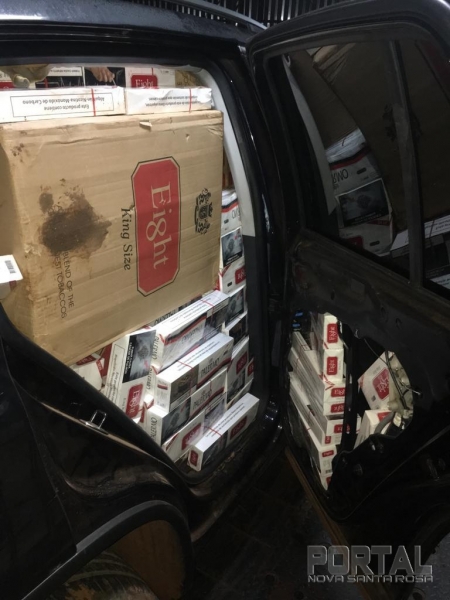 A apreensão totalizou 2.500 pacotes de cigarros. (Foto: BPFron)