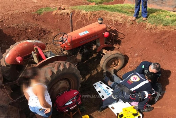 O trabalhador foi ejetado a cerca de três metros de distância do veículo.(Foto: Plantão Maringá)