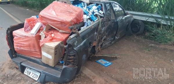 O condutor perdeu o controle do veículo. (Fotos: PRF)