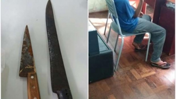 O facão foi apreendido pela Guarda Municipal.(Foto: Catve)