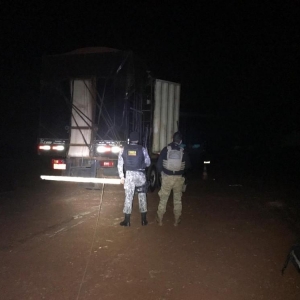 Agentes encontraram um caminhão próximo a um porto clandestino, às margens do lago de Itaipu. — Foto: Divulgação/PF