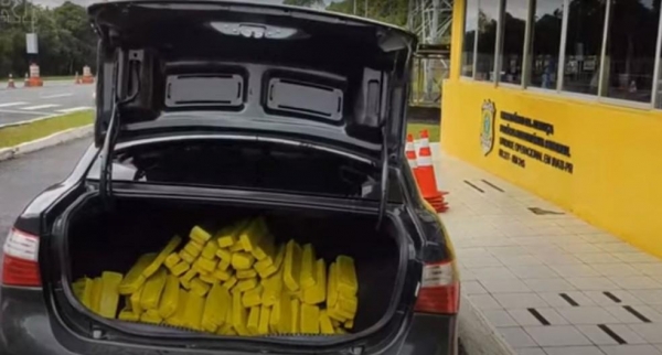 Segundo a PRF, suspeito disse que levaria a droga para São Paulo (SP). — Foto: PRF/Divulgação