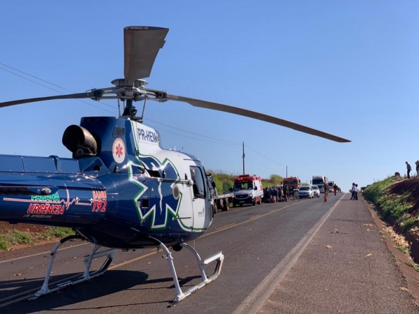 O helicoptero do CONSAMU esteve no resgate. (Foto: Divulgação)