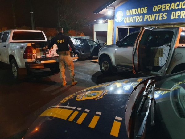 No estacionamento do hotel foram encontrados três veículos. (Foto: Divulgação/PRF)