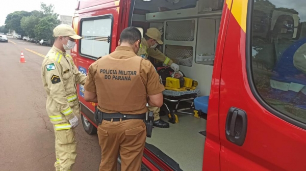 O motociclista foi atendido pelos bombeiros. (Foto: Portal Nova Santa Rosa)