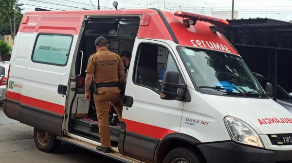 Momento em que p detido estava sendo entendido pelo Samu. Foto: Portal Nova Santa Rosa.