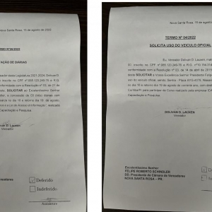 Solicitação de diárias e da viagem.