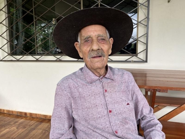 Seu Guilherme aos 111 anos. Foto: Portal Nova Santa Rosa.