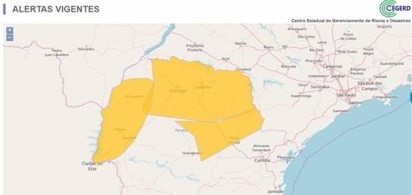 Alerta de tempestades da Defesa Civil — Foto: Reprodução