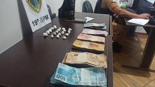 Droga e dinheiro apreendido. Foto: Portal Nova Santa Rosa.