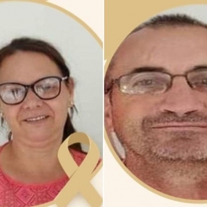 Monica e Valdir estavam em carro esmagado por contêiner e morreram no local, em Brunópolis, SC — Foto: Reprodução/Redes sociais