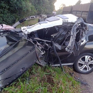 Luiz Cezar Batista Valter estava em um automóvel Honda City . Foto: PRF.
