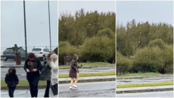 Neve cai em Santa Catarina pela 2ºC vez no mês — Foto: Caroline Vieira Padilha/Arquivo Pessoal