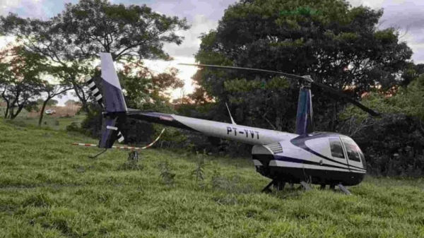 Helicóptero modelo Robinson R44, avaliado em aproximadamente R$ 2 milhões. Foto: Divulgação.