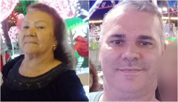 Maria Auxiliadora da Silva de Souza, de 78 anos, e o filho dela, Fábio José de Souza, de 46 anos — Foto: Reprodução