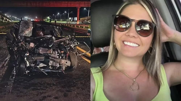 Francielle estava dirigindo o carro que bateu contra dois caminhões, em Arapongas. — Foto: PRE/Redes sociais